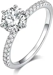 [SecreTalk] 1-3CT Moissanite Engagement Rings for Women - 6 Prong Diamond Promise Ring 925 Sterling Silver D Color VVS with Certificate of Authenticity
