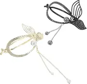 ELAYARD 2Pcs Elegant Tassel Fishtail Twist Hair Clips High End Styling Accessories for Secure and Sophisticated Hairdos for Casual and Formal Occasions Durable Banana