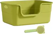 Stgfyxgs Open Cat Litter Box, Kitten Toilet, Portable Litter Box Lowered Front Anti-Splash, Sifting Litter Tray for All, Green
