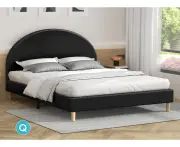 ALFORDSON Bed Frame Queen Size Mattress Base Platform Black Leather CALLA