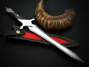 custom handmade fixed blade d2 steel dagger knife buffalo horn handle +sheath.