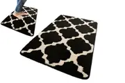 Kitchen Absorbent Floor Mats Non-Slip Washable Kitchen Resist Dirt Runner Mats For Hallway-Black