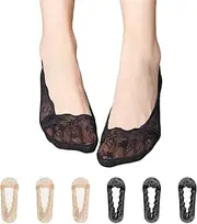 [GaKLY] No Show Socks Women-3/6 Pairs Non Slip Lace Invisible Socks, Ladies Lace Liners Socks Low Cut Boat Shoes Gift