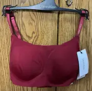 Size XS Maroon Wireless Calvin Klein Bralette. Invisible Under Clothing.