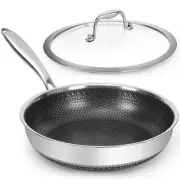 10.5 inches Frying Pan Nonstick Skillet 2.5 Qt Deep Non Stick Stainless Steel...