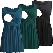 [Bearsland] Women's Maternity Nursing Tank Tops Sleeveless Scoop Neck Soft Breastfeeding Shirt