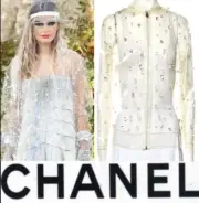 New Chanel 2018 Clear Pearl Jacket 34 36 38 2 4 6 Coat Top Shirt Raincoat S M
