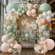 Dusty Green Pink Balloon Garland Arch Kit,Green Blush Peach White Nude Balloons