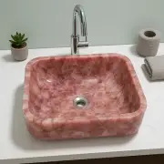 15" Rose Quartz Bathroom Sink & Basin, Semi-Precious Stones, Unique Stone Sink