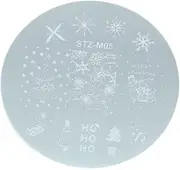 Beavorty Nail Stamping Plates Christmas Collection Set of Round Seal Plates for Nail Art Printing