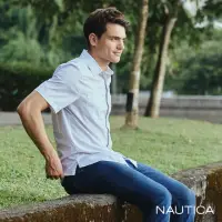 在飛比找momo購物網優惠-【NAUTICA】男裝 休閒簡約圖騰短袖襯衫(淺灰)