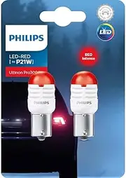 Philips LED P21W LED 11498 Ultinon Pro3000 SI Car Signaling Bulb, Red