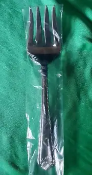 FRENCH SHELL - 8 1/4" SERVING FORK - Wallace Stainless 18/10 - rope front & back