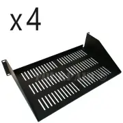 4 Pack Vented Cantilever Rack Mount Steel Keyboard Server Shelf 19" 2U 10" Deep