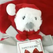 Blankets & Beyond Red White Plush Baby Snowman Security Blanket Lovey 2 Pc Set