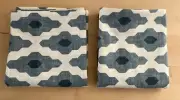 (2) West Elm Bazaar Curtain Panels 48" x 84” Belgium Blue Modern Geometric