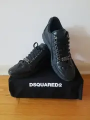 DSquared2 Black Leather Vitello Sport Sneakers US 10.5 NEW