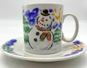 Studio Nova Christmas Mokia Cup & Saucer Winter Landscape w/ Snowman and Church