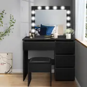 ALFORDSON Dressing Table Stool Set Lights Black