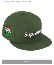 SUPREME GRINCH BOX LOGO NEW ERA FITTED HAT| 7 1/4| DARK GREEN Fast Free Ship