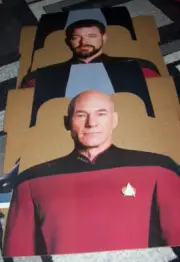NOS ~ VTG Star Trek The Next Generation PICARD & RIKER 6ft Cardboard Stand Up