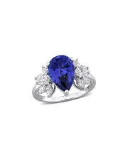 Created Forever 18K 4.84 ct. tw. Lab-Grown Diamond & Lab-Grown Blue Sapphire Center Design Ring