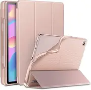 [INFILAND] Case for Samsung Galaxy Tab S6 Lite 10.4 Inch(2024/2022/2020) - Shockproof Frosted Translucent Back with S Pen Holder&Auto Wake/Sleep Function, Rose-Gold