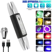 White Yellow BLUE LED Flashlight 365/395nm UV Light Blacklight Gemologist Tool