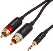 Amazon Basics 3.5mm to 2-Male RCA Adapter Audio Stereo Cable - 8 Feet, Black