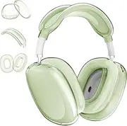 [Aircawin] for AirPods Max Case Clear,3 in 1 Clear Soft TPU Ear Cups Case Cover/Ear Pad Case Cover/Headband Cover for Airpods Max Case Cover,Case for AirPod Max Headphone Accessories-Green