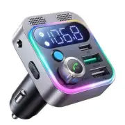 Bluetooth 5.3 FM Transmitter Car Charger 4 USB Ports Type-C PD 250W Fast Charge