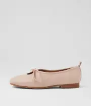 New Django & Juliette Mahora Nude Leather Lace Up Flats Womens Shoes Casual