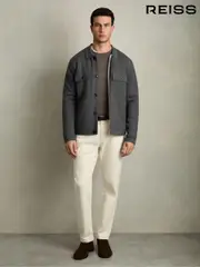 Reiss Mid Grey Melange Heritage Fleece-Lined Button-Through Jacket (AC4744) | $380