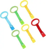KOCKSHION 6Pcs Stand Up Pull Rings for Newborns Learning Standing Assist Tools Nursery Crib Hanging Rings Walking Support Durable Playtime Accessories