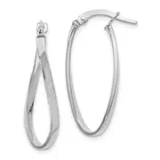 10K White Gold Polished Oval Hinged Hoop Earrings