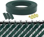 Green View Blocking Privacy Tape Weave w/ bracket and Gold Fastener For Chain Li