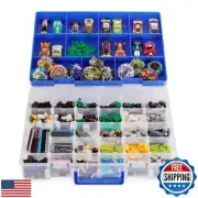 Bins and Things 30 Compartment Plastic Storage Box Organizer for Lego, Hot Wh