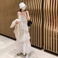 在飛比找momo購物網優惠-【BBHONEY】法式層次感蕾絲蛋糕背帶連身長洋(雪紡洋裝)