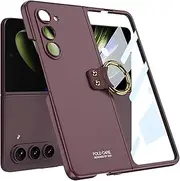 Ultra-Thin Ring Holder Case with Ring Holder for Samsung Galaxy Z Fold5 That Offers Shockproof and Screen Protection (for Galaxy Z Fold5,Wine Red)