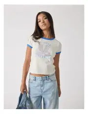[Decjuba Kids] Cropped Ringer Tee in Cream
