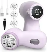 Sonicefit Fabric Shaver Lint Remover, Rechargeable Sweater Defuzzer with 6-Leaf Blades, 3-Speed Lint Shaver with LED Display, Bobble Remover Debobbler for Clothes Sofa Blanket, Safety Lock (Purple)