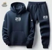Men's Navy Blue Sweatsuit 23 Hoodie Joggers To Match Jordan 4 Retro SB Blue