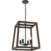 Walnut Dalton Pendant 4 Lights Country French Provincial Modern Timber Ceiling Telbix Lighting