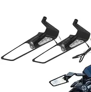 Nlrlo Motorcycle Wing Mirror, Motorcycle Window Mirror - Motorcycle Wing Mirror Rotating Rearview Mirror with LED Light | Wide Viewing Angle Wing Rearview Mirror for Cycling