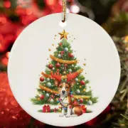 Cute Basenji Dog Reindeer Antler Light Christmas Ornament Gift Tree Decor