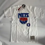 NEW MITCHELL AND NESS HWC AAPE BAPE BROOKLYN NETS WHITE TEE SHIRT SMALL