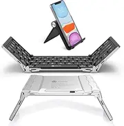 Foldable Keyboard, iClever BK03 Portable Keyboard with Stand Holder (Sync Up to 3 Devices), Full-Size Bluetooth Keyboard for iPhone, iPad, Smartphone, Laptop, Tablet