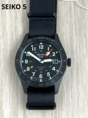 Seiko 5 GMT Automatic Analog Watch Black Leather Strap SBSC013 w/box New
