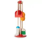 Toddler Cleaning Set Pretend Play Home Clean Dust Sweep Mop Broom Wooden 6 Piece