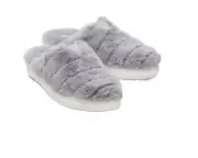 Toms Alpargata Mallow Mule Fluff Slippers Grey Faux Fur Women's NEW Size 8.5 NIB